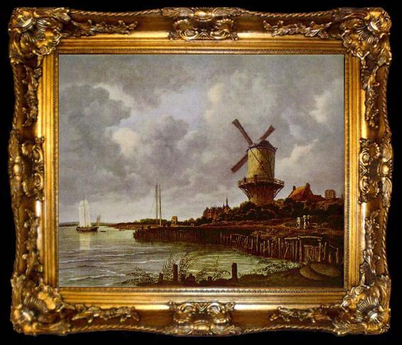 framed  Jacob van Ruisdael Tower Mill at Wijk bij Duurstede, Netherlands,, ta009-2